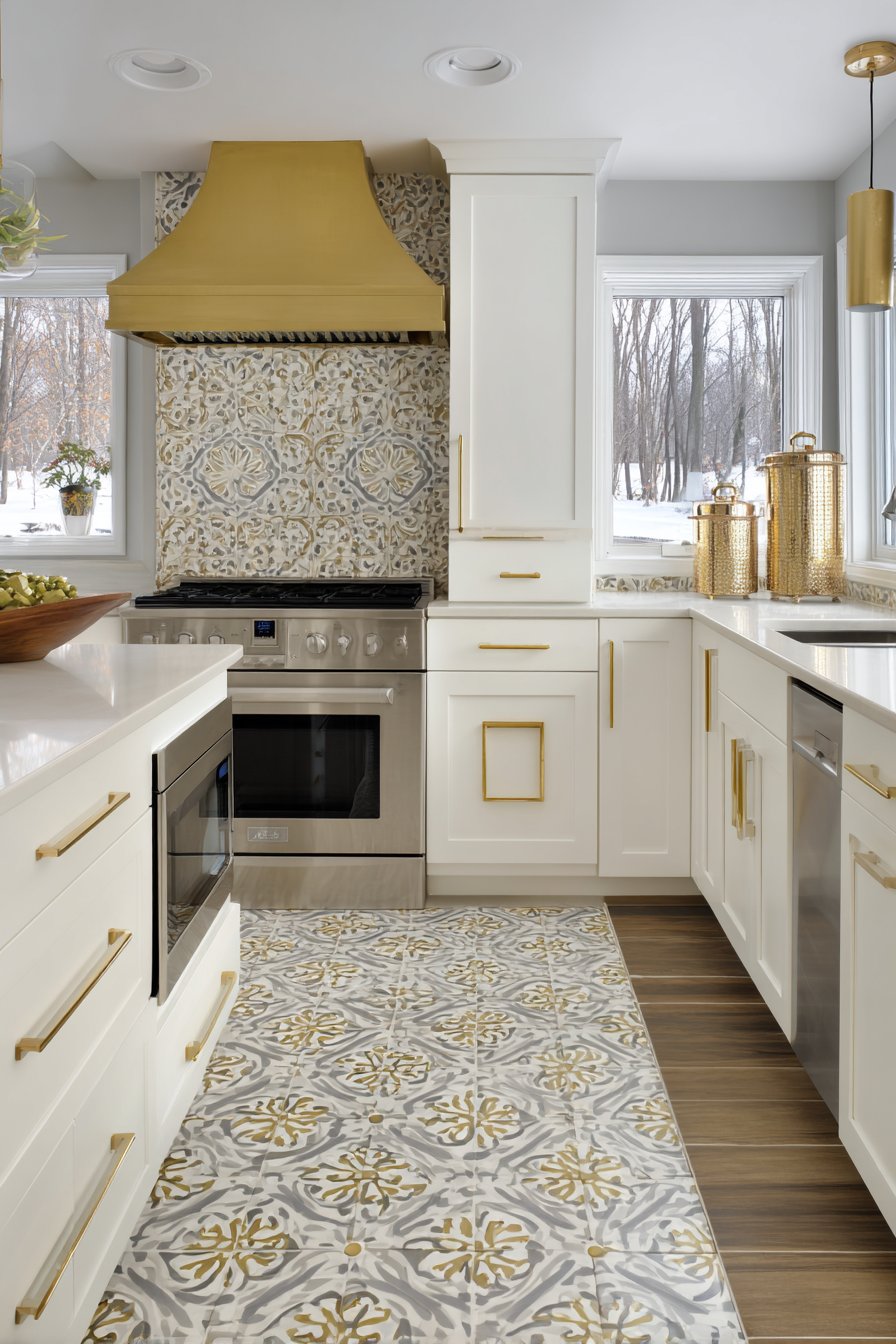 Transitional Mixed Metal Gold Kitchen