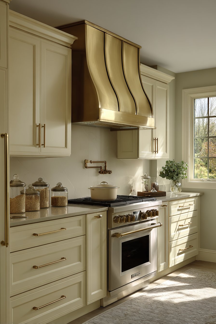 Transitional Mixed Metal Gold Kitchen