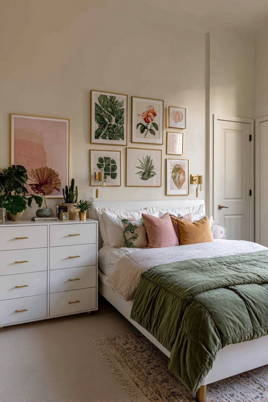 Gallery Wall Showcase with Mixed Frame Finishes