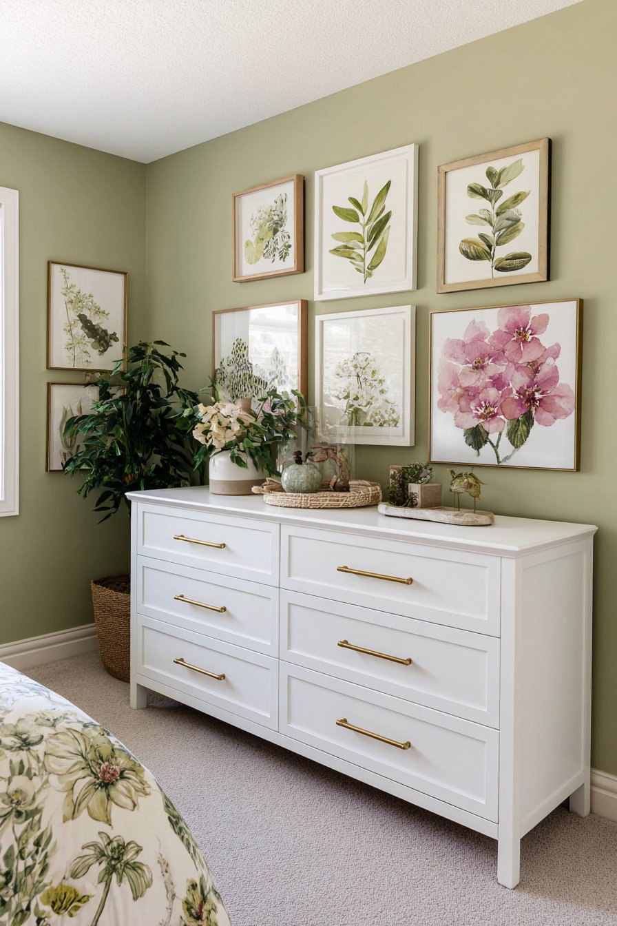 Gallery Wall Showcase with Mixed Frame Finishes