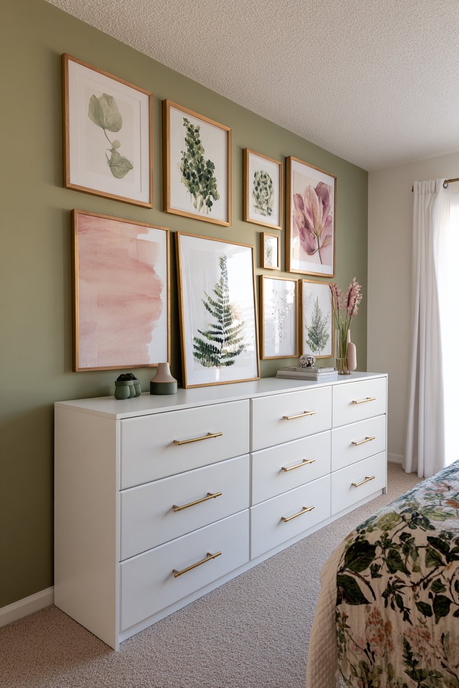 Gallery Wall Showcase with Mixed Frame Finishes