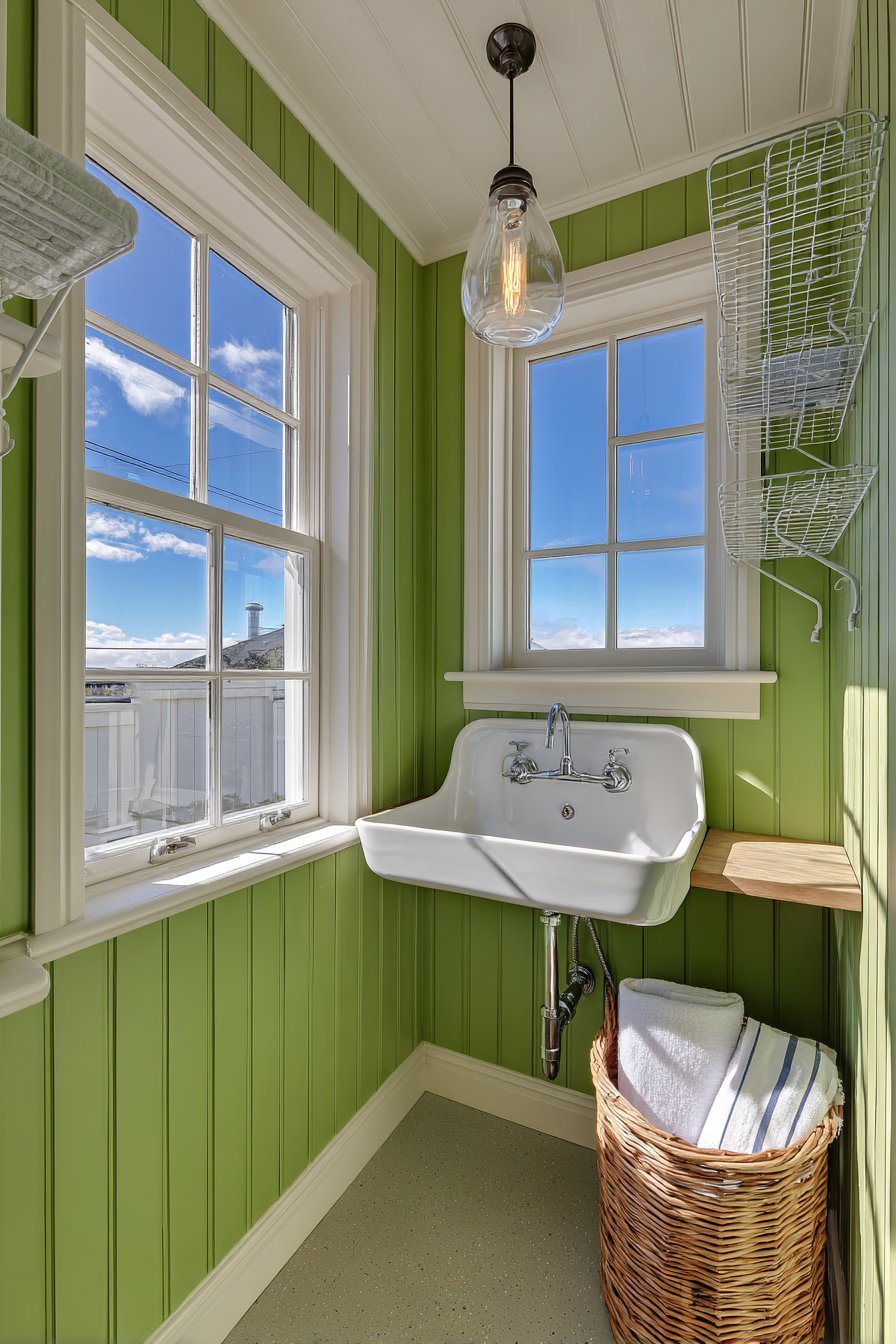 Olive Green Beadboard Cottage Charm