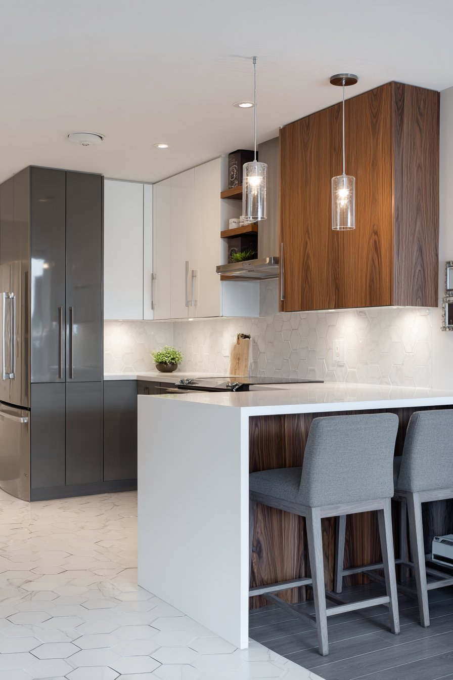 Compact Grey and White Space-Maximizing Kitchen