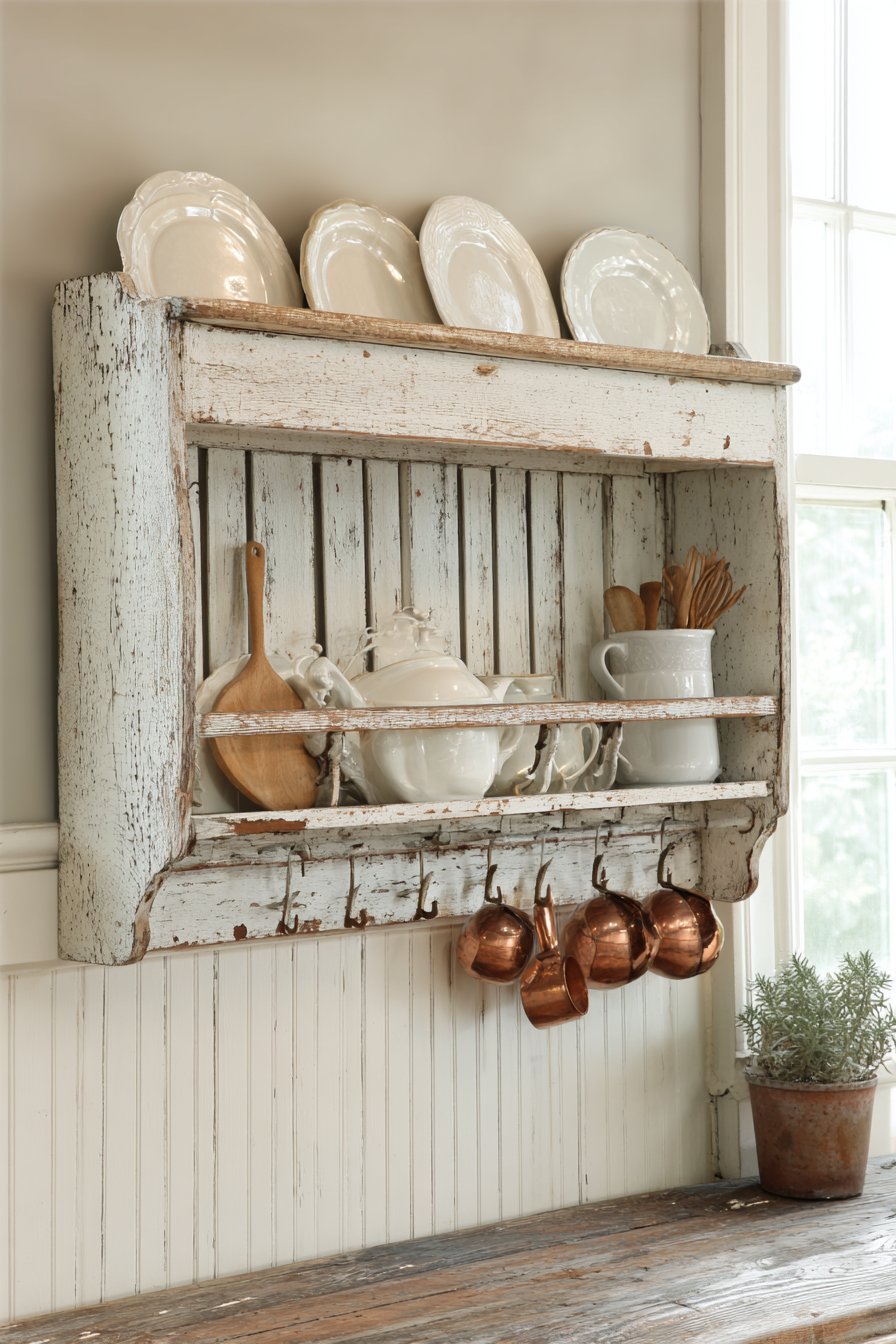 Vintage White Plate Rack Display