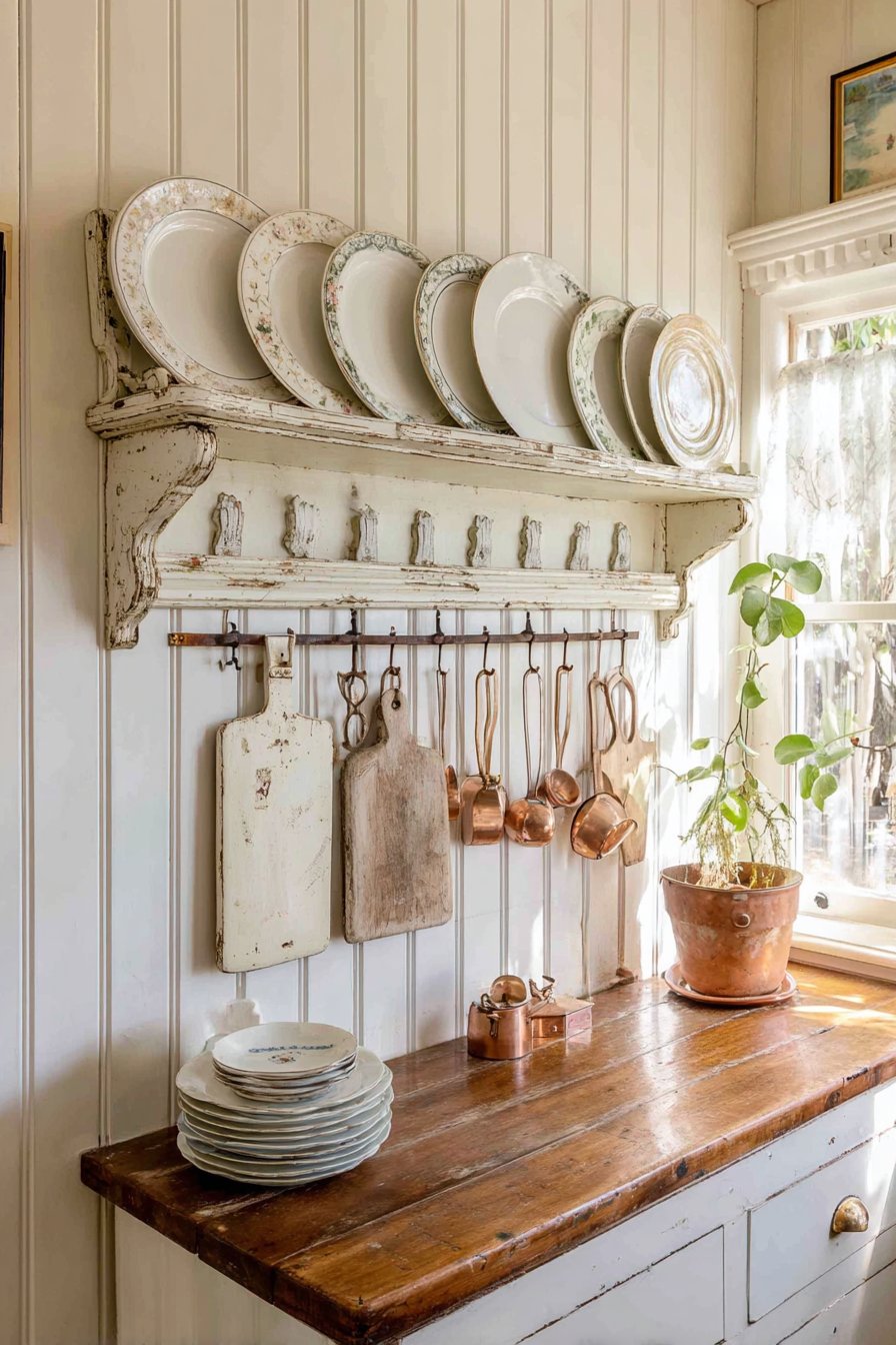 Vintage White Plate Rack Display