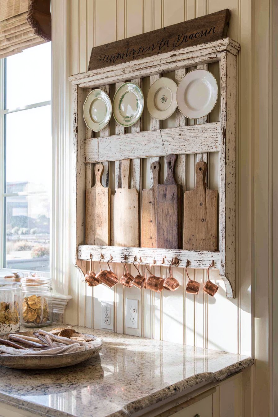 Vintage White Plate Rack Display