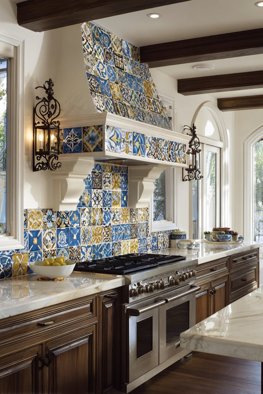 Mediterranean Hand-Painted Tile Focal Point