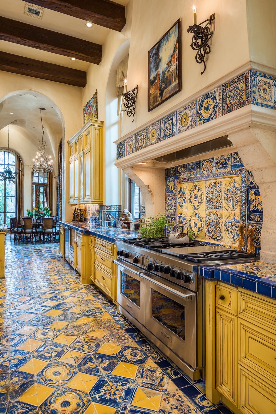 Mediterranean Hand-Painted Tile Focal Point