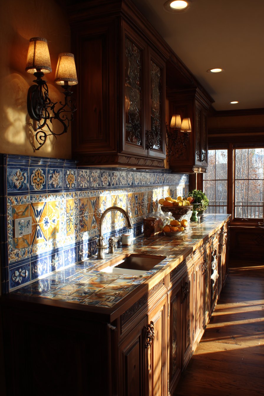 Mediterranean Hand-Painted Tile Focal Point