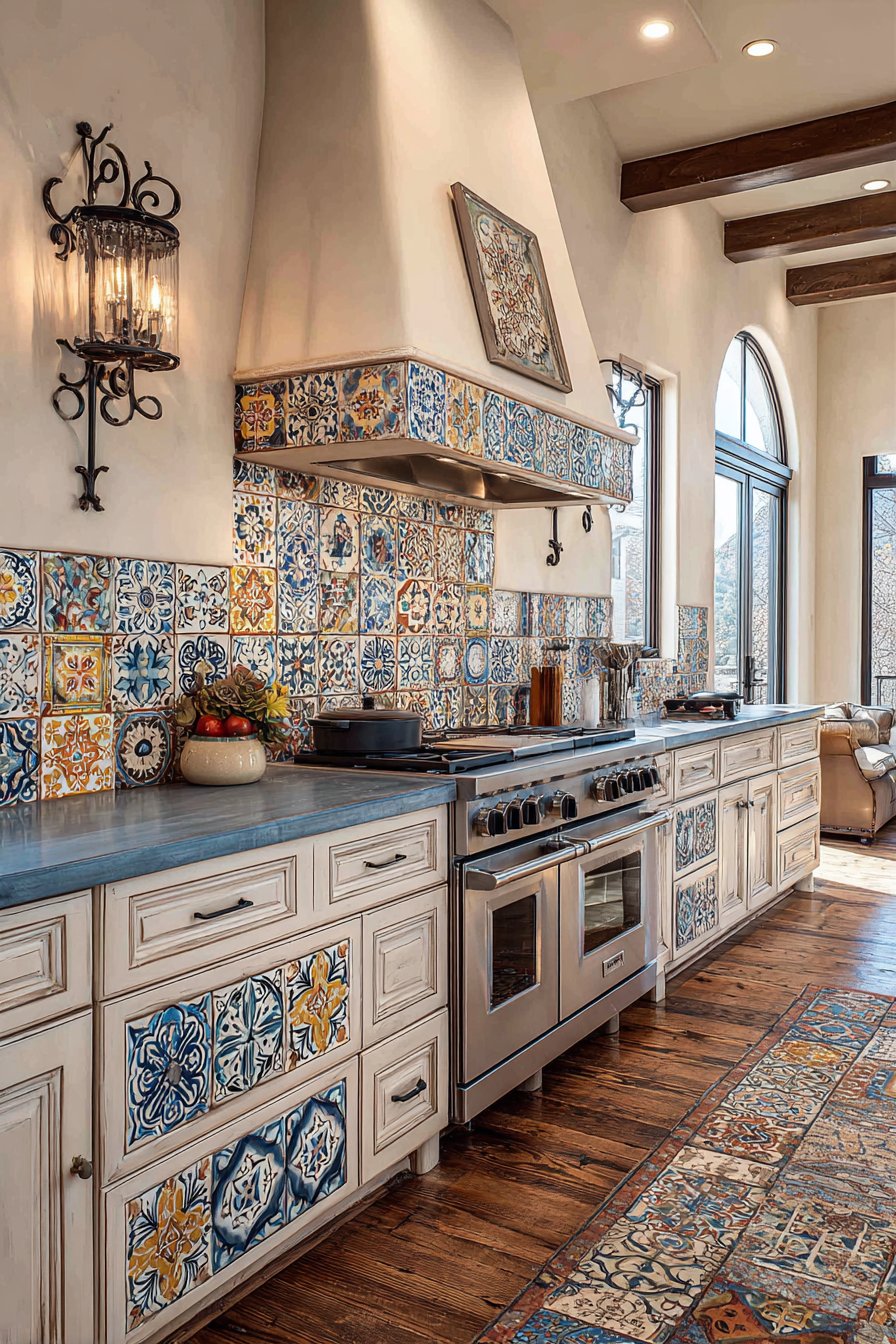 Mediterranean Hand-Painted Tile Focal Point