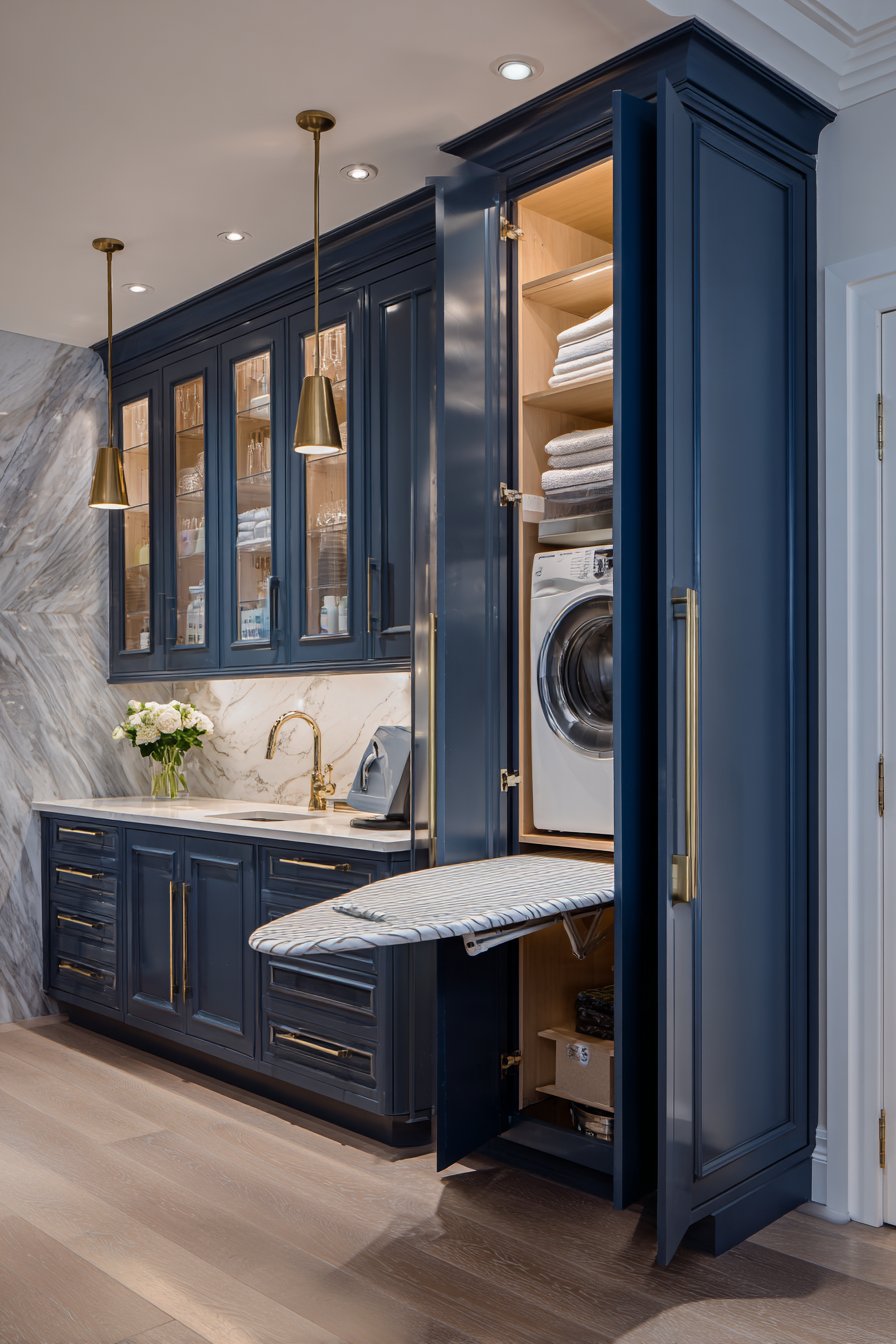 Luxurious Navy Blue with Brass Hardware