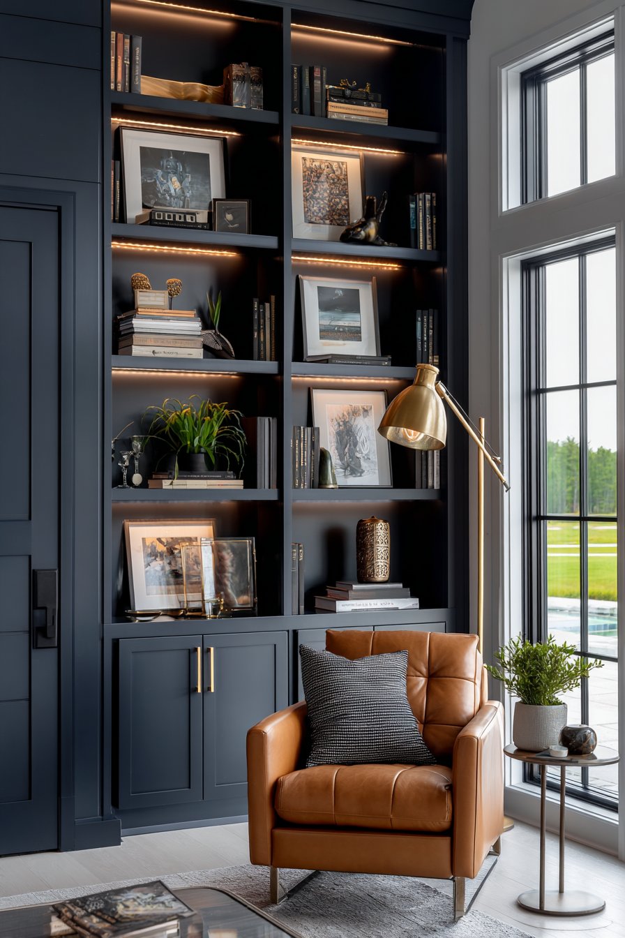 Modern Floor-to-Ceiling Built-In Bookshelf