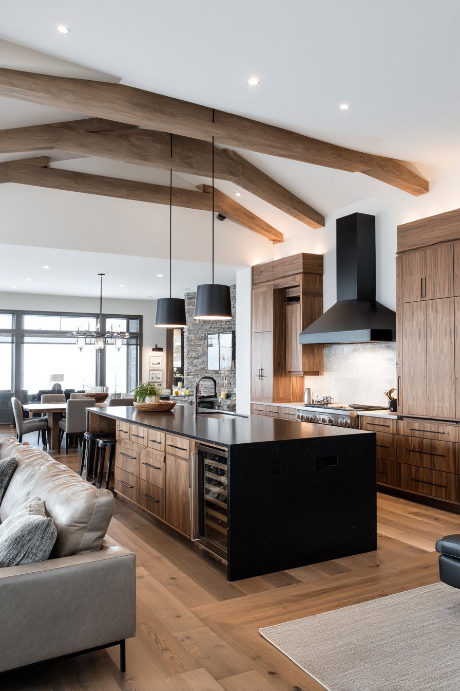 Expansive L-Shaped Island with Vaulted Ceilings