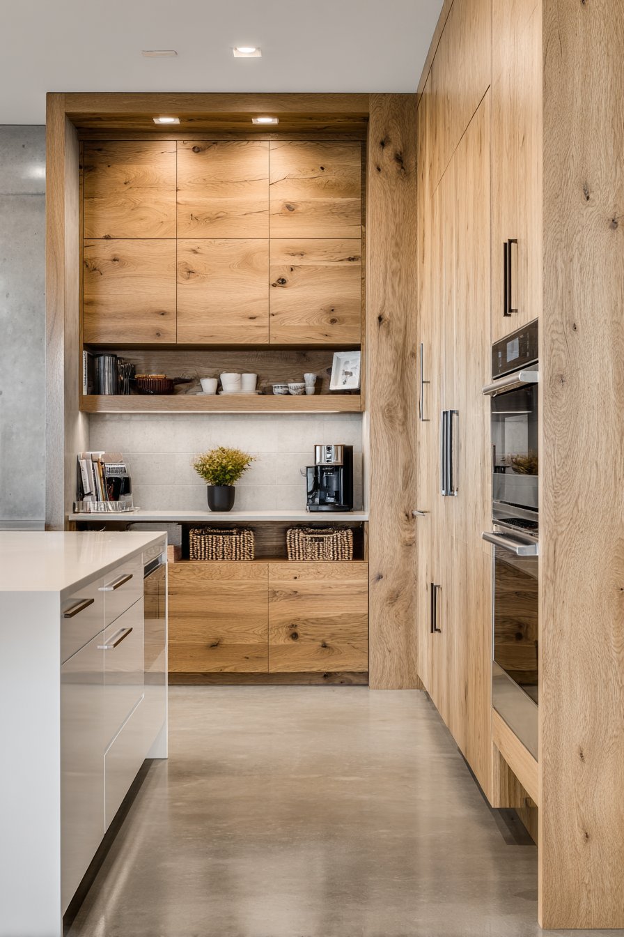 Floor-to-Ceiling Oak Cabinetry System