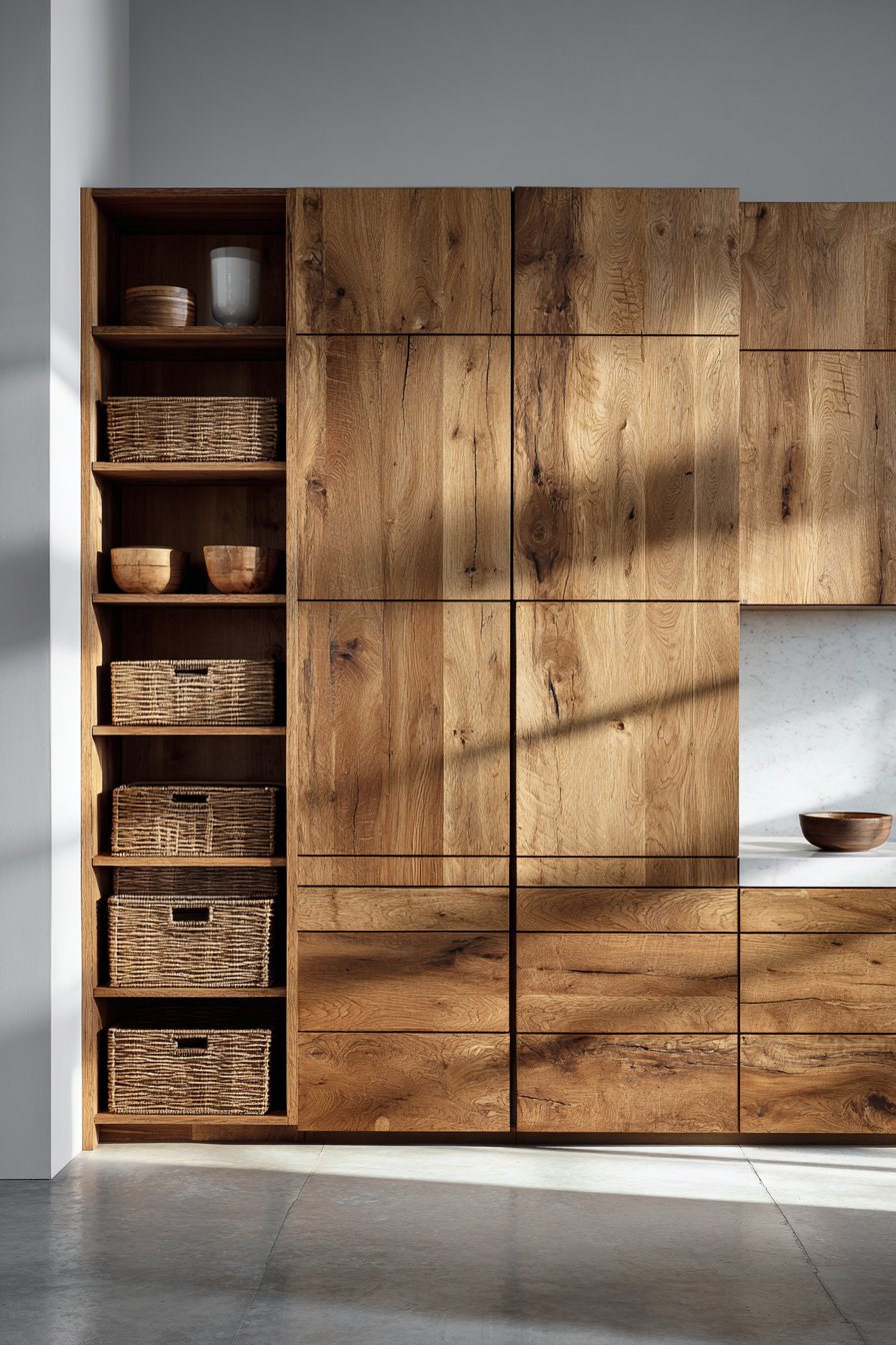 Floor-to-Ceiling Oak Cabinetry System