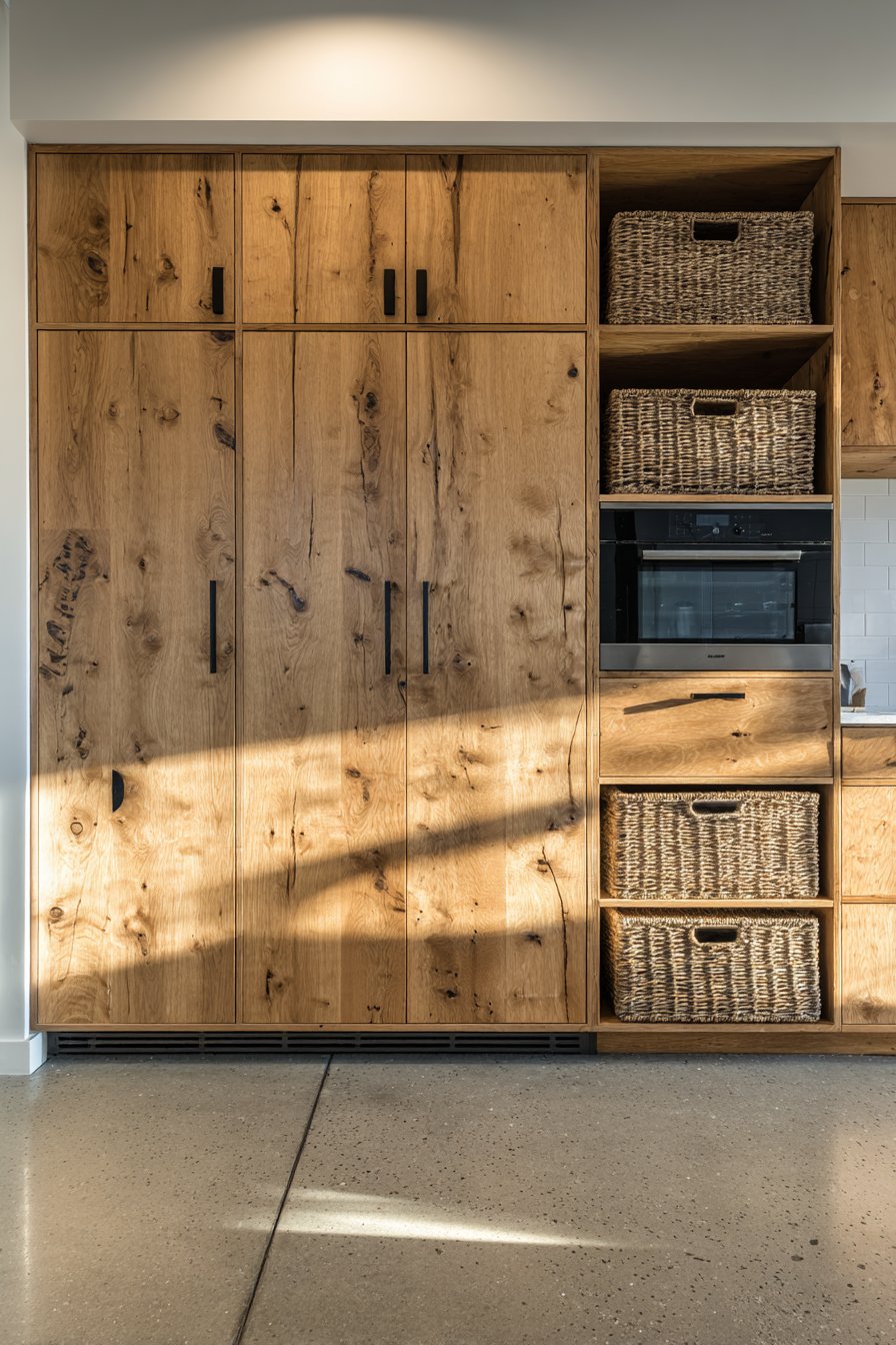 Floor-to-Ceiling Oak Cabinetry System