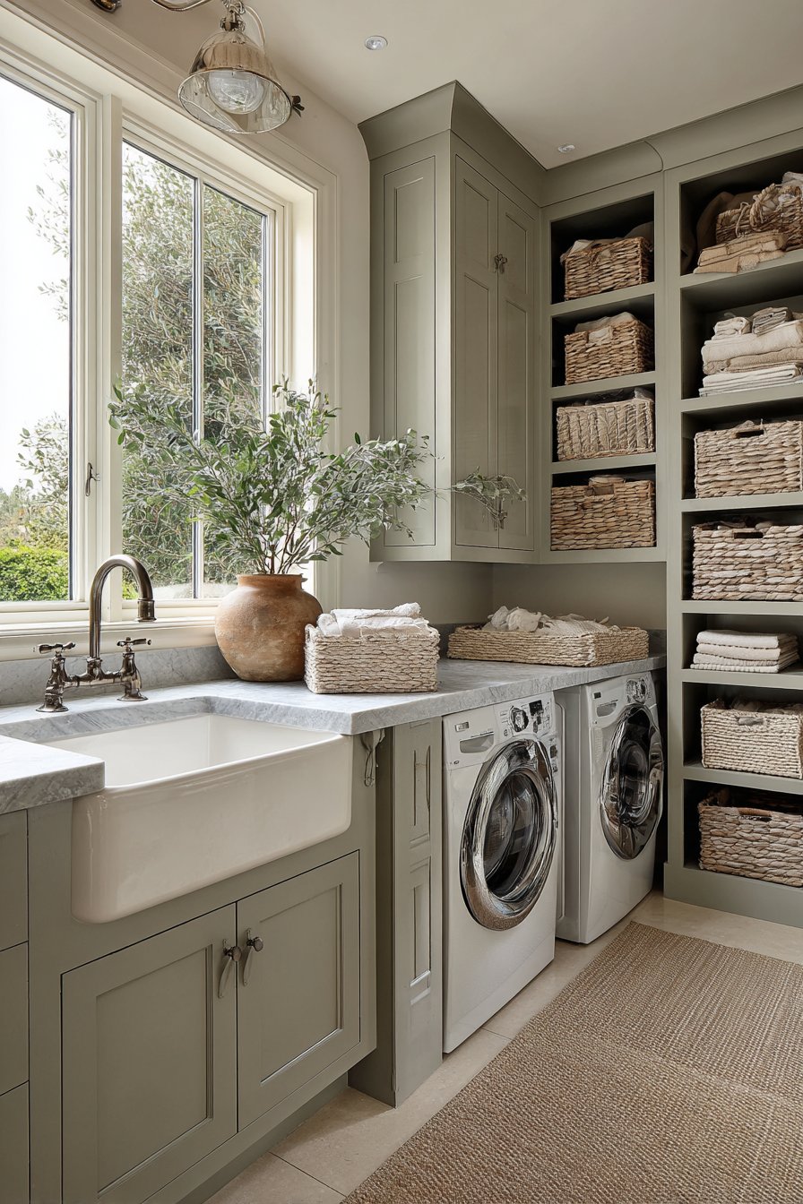 Farmhouse Utility Sink with Marble Countertop
