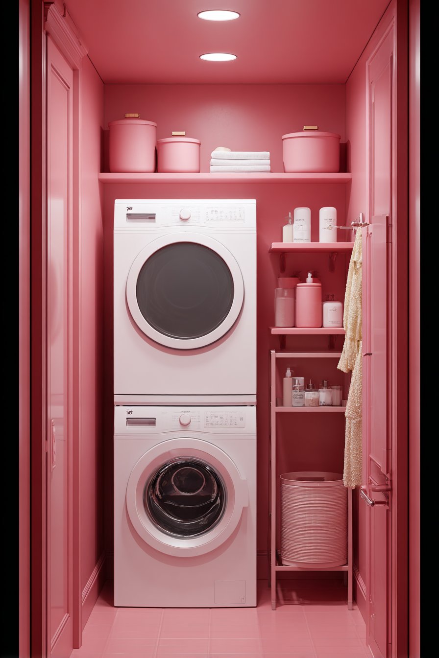 Salmon Pink Compact Laundry Closet