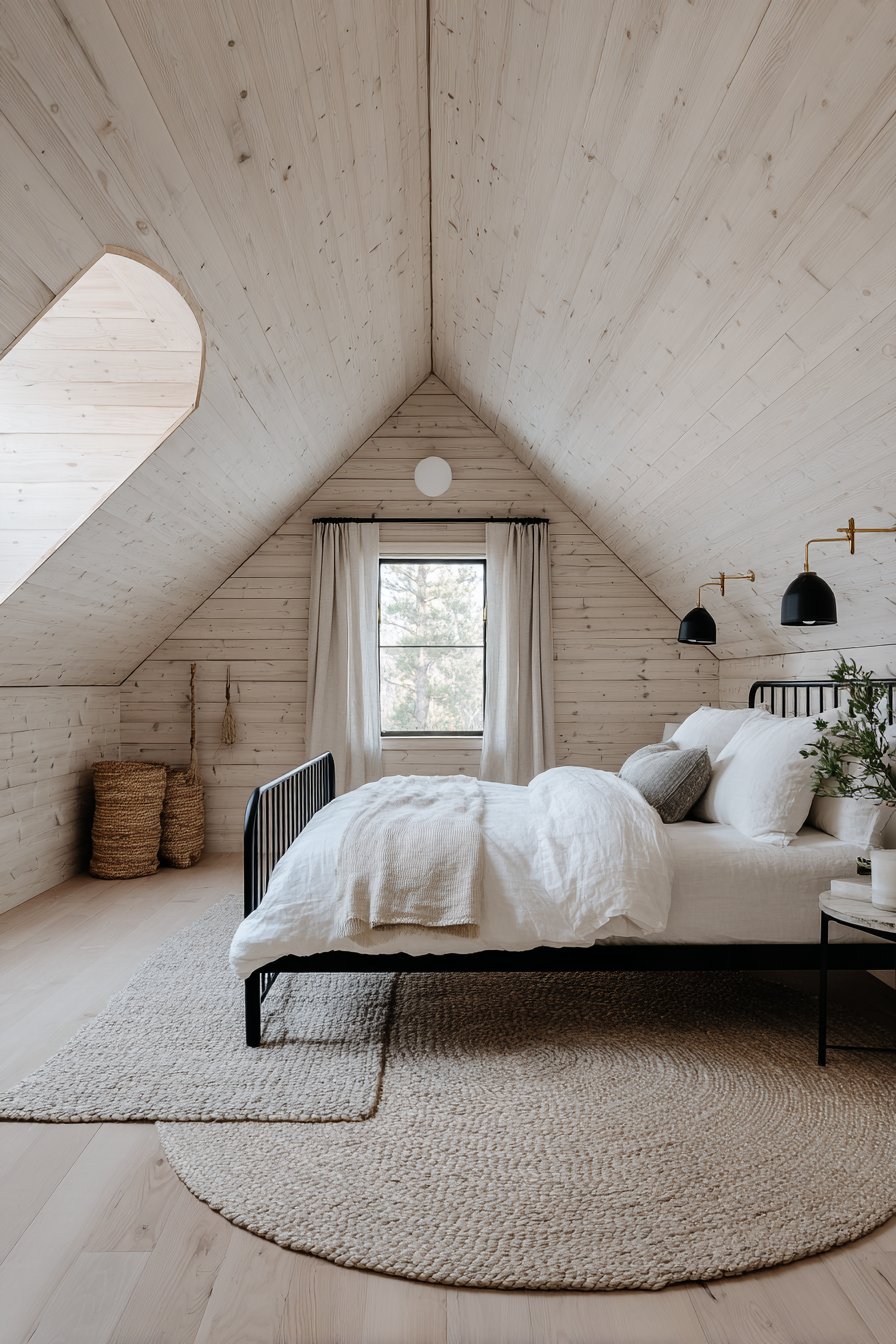Scandinavian Whitewashed Wood Paneling