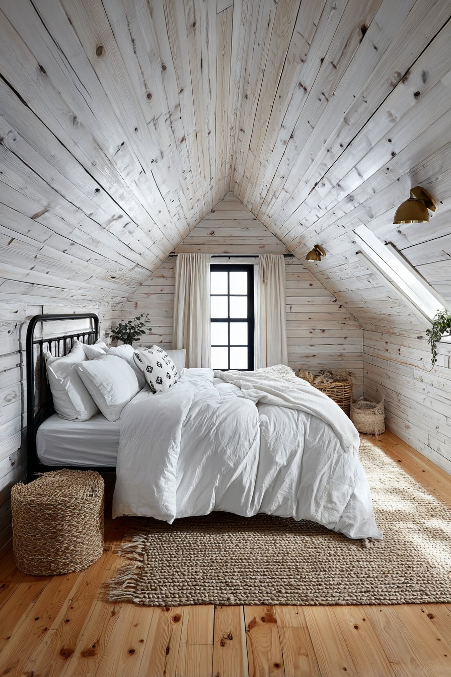 Scandinavian Whitewashed Wood Paneling