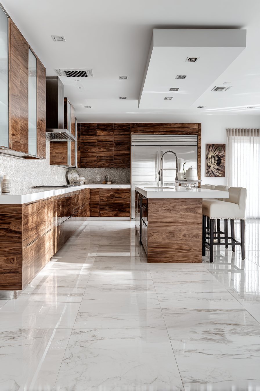 Contemporary Horizontal Walnut Kitchen