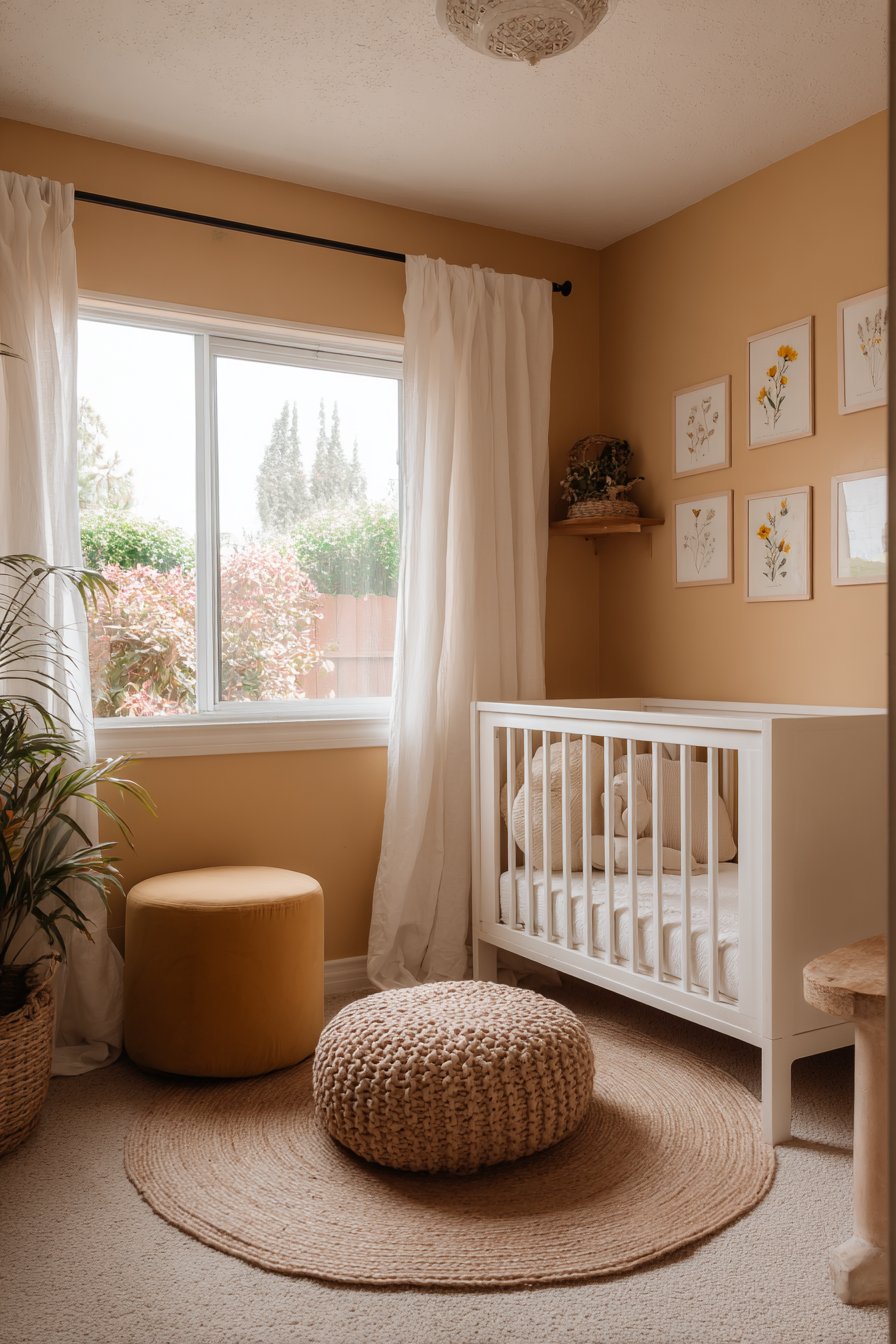 Serene Honey Yellow with Botanical Gallery Wall