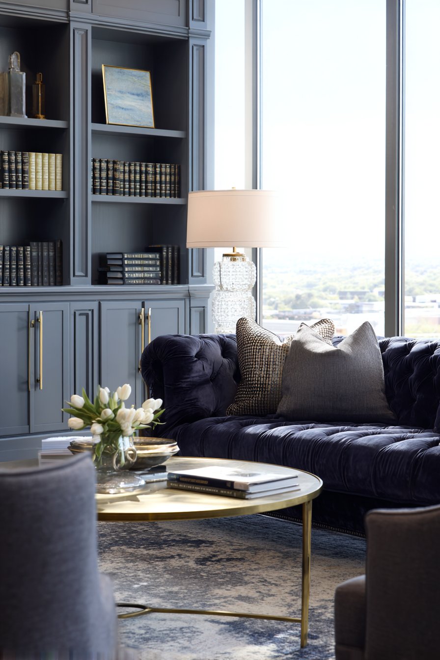 Navy Velvet Chesterfield with Contemporary Proportions