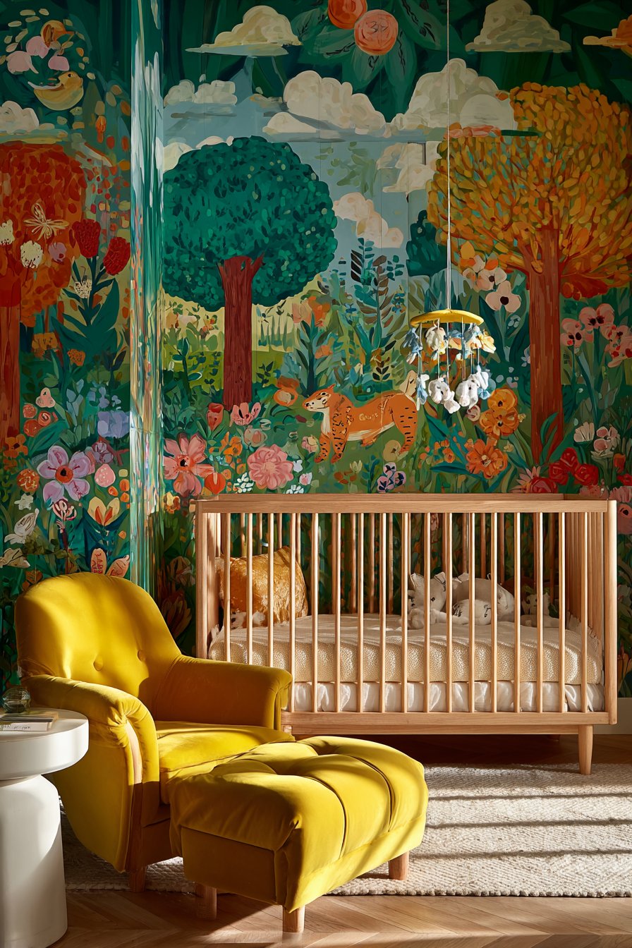 Hand-Painted Forest Mural Nursery