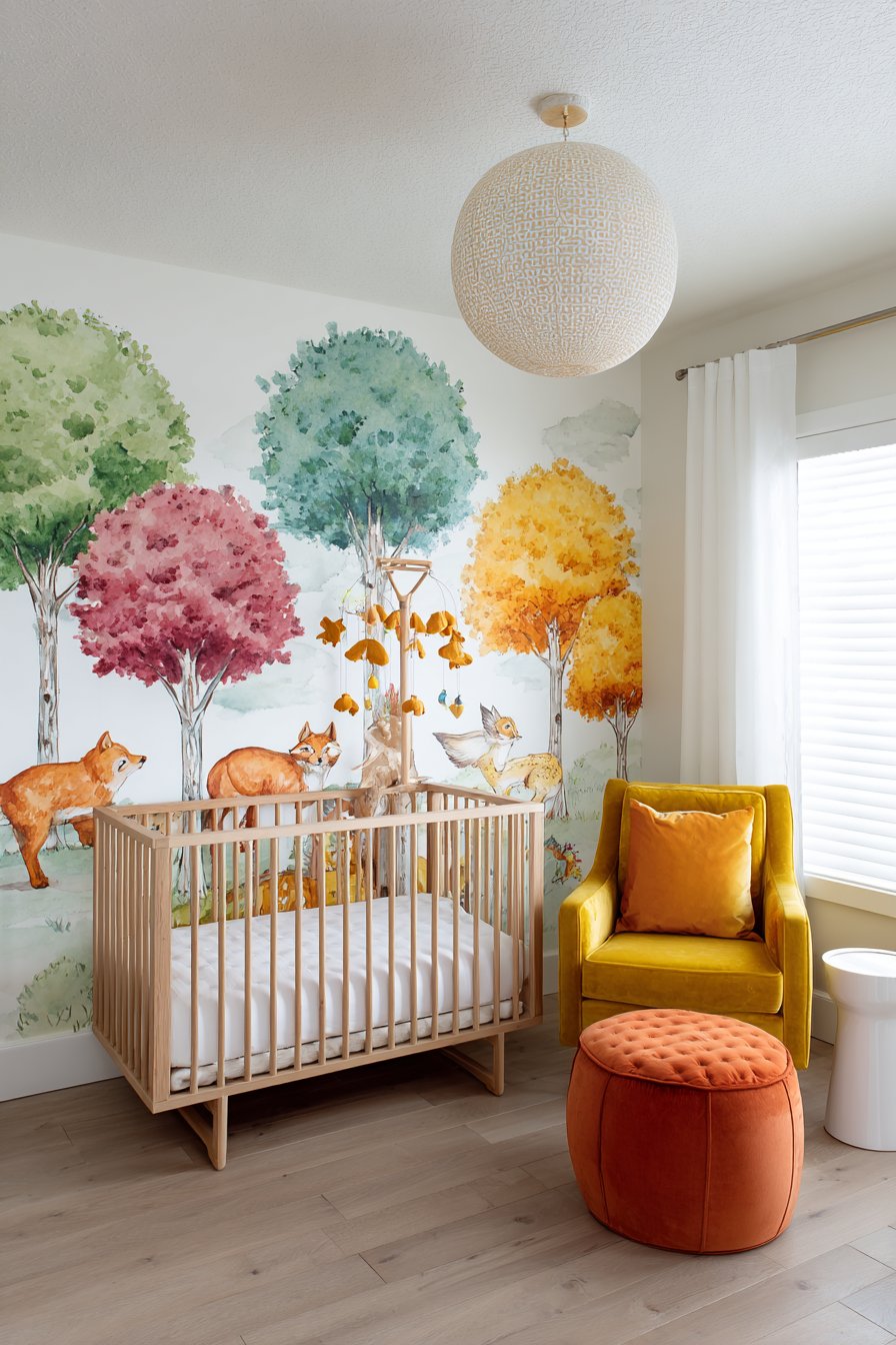 Hand-Painted Forest Mural Nursery