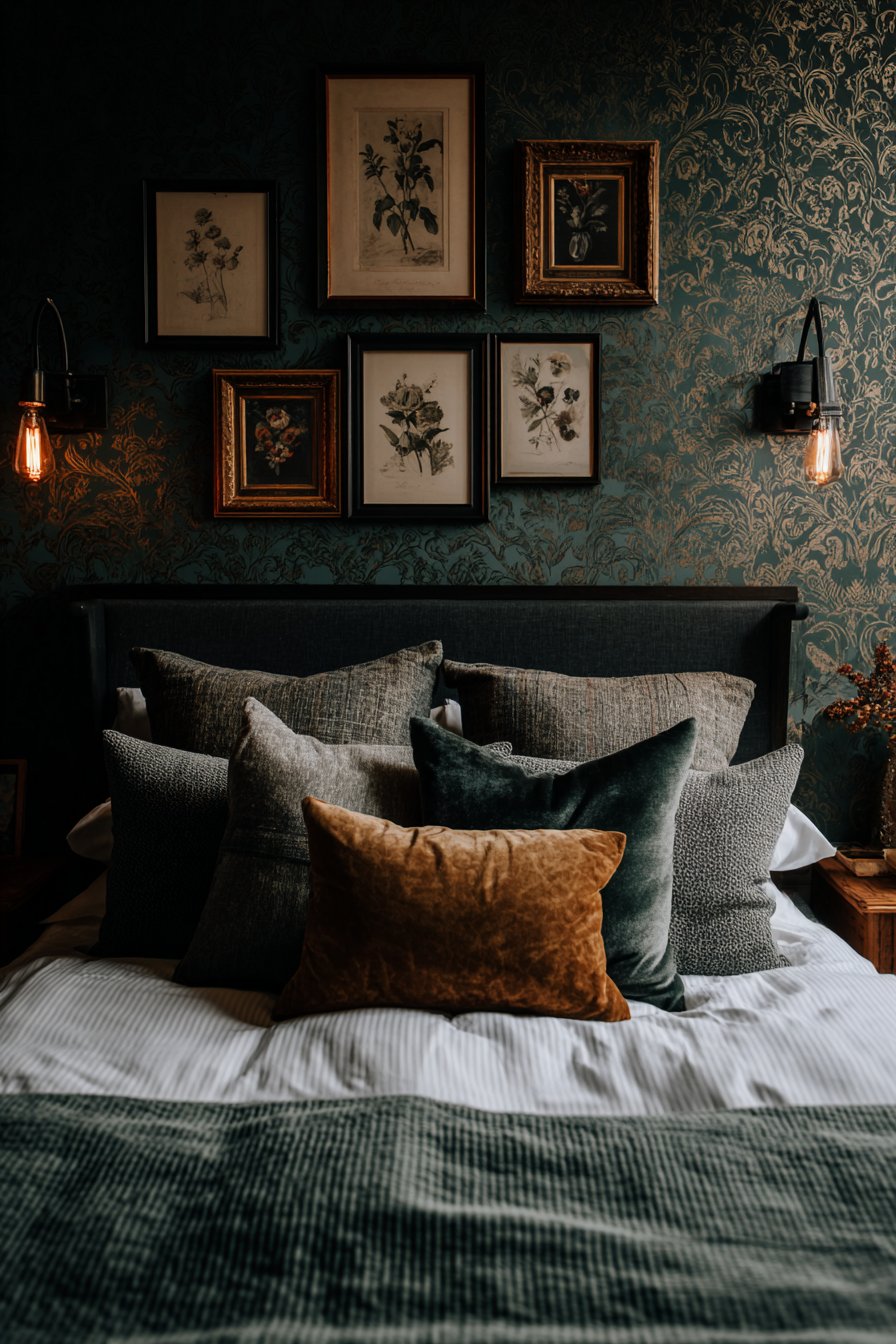 Emerald and Gold Accent Wall