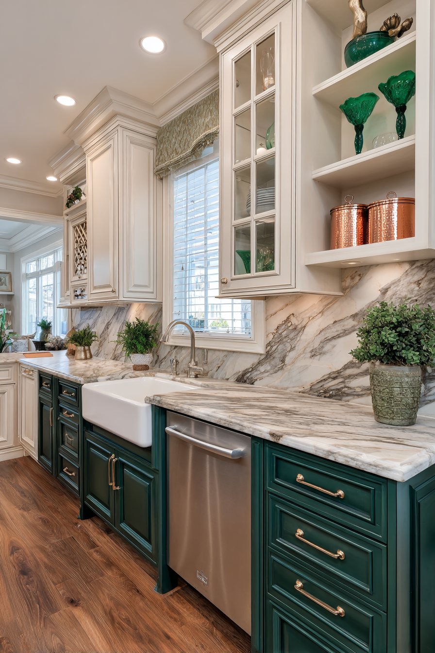 Two-Toned Bottle Green and White Design