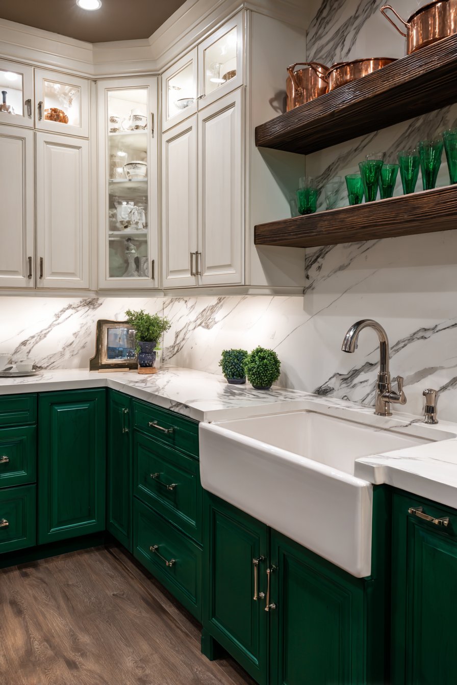 Two-Toned Bottle Green and White Design