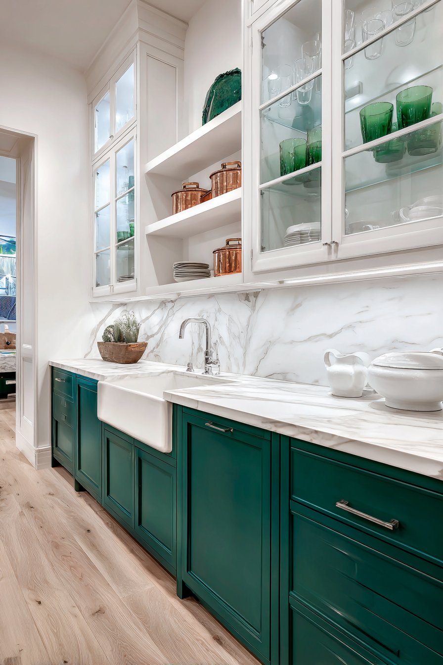 Two-Toned Bottle Green and White Design