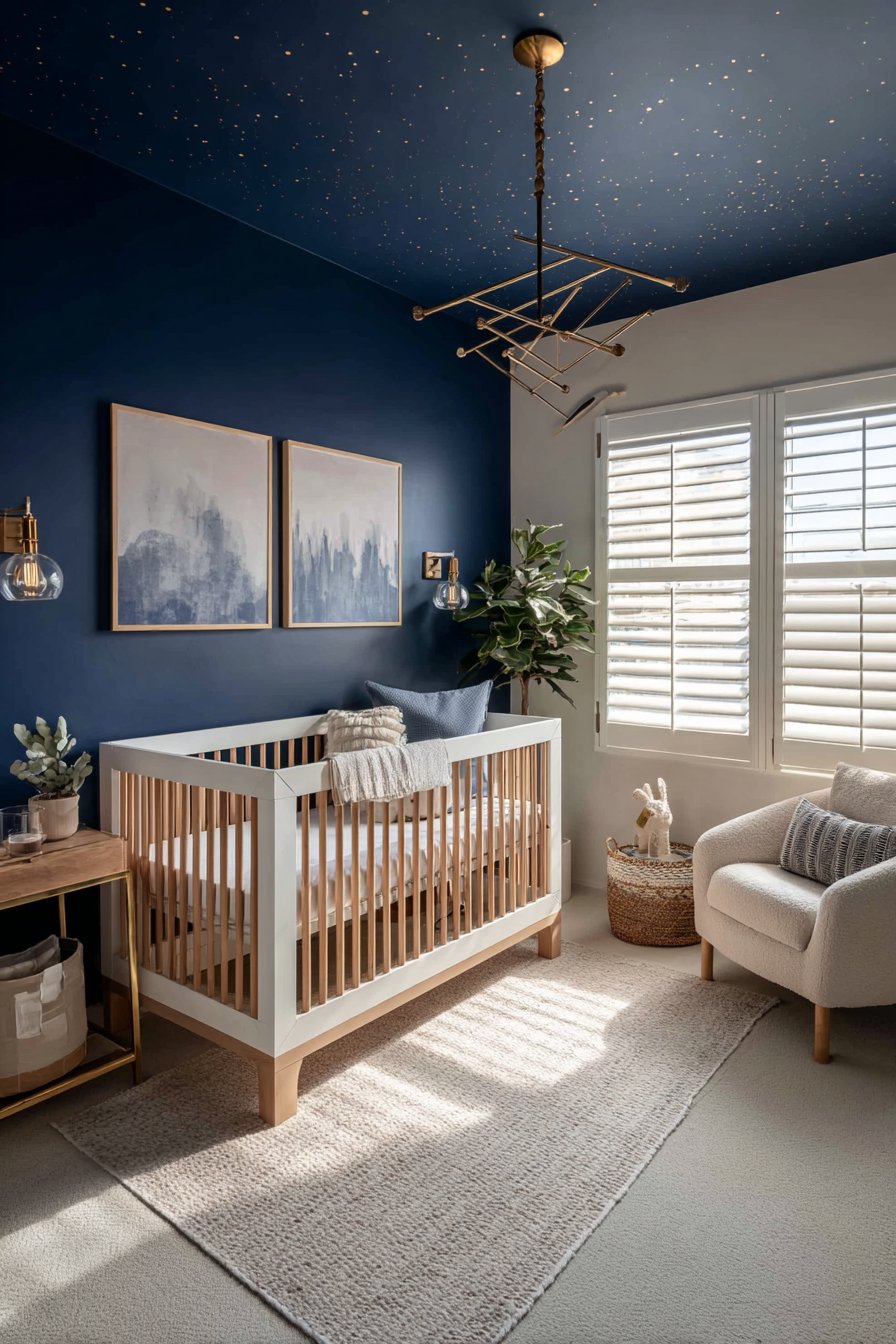Navy Ceiling with Gold Star Decals
