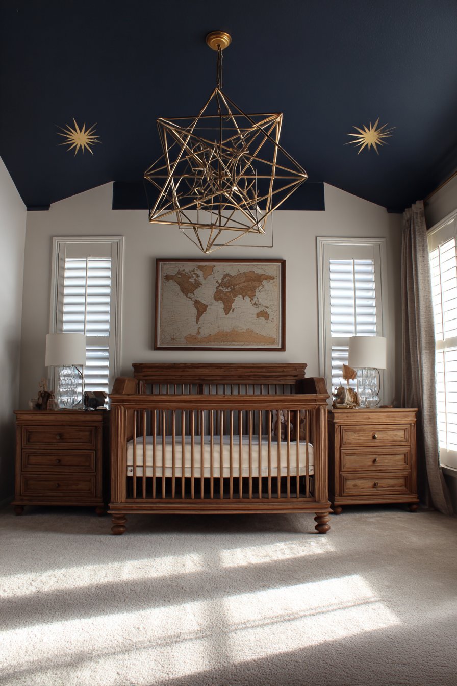 Navy Ceiling with Gold Star Decals
