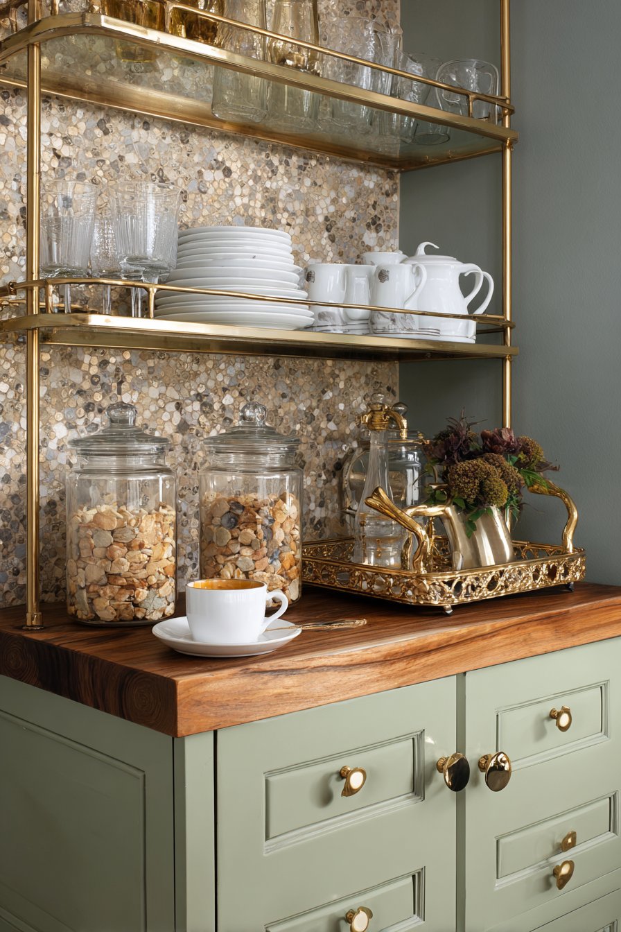 Small Space Gold Maximalist Kitchen