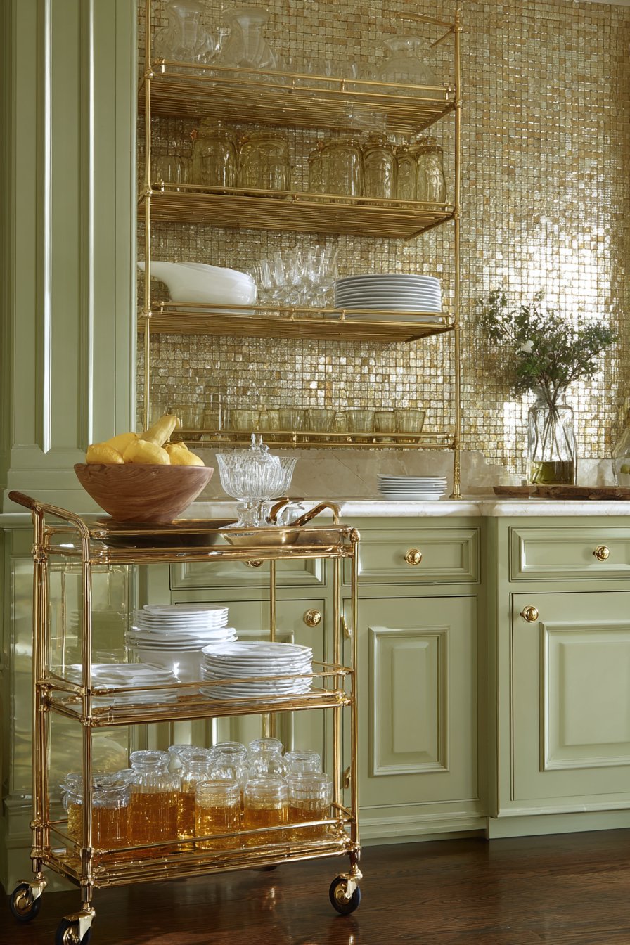 Small Space Gold Maximalist Kitchen