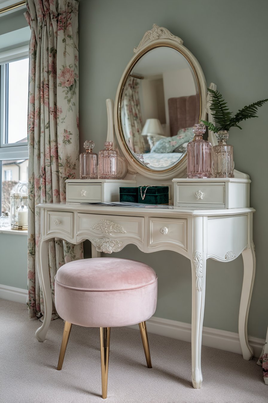 Vintage Vanity with Feminine Accessories