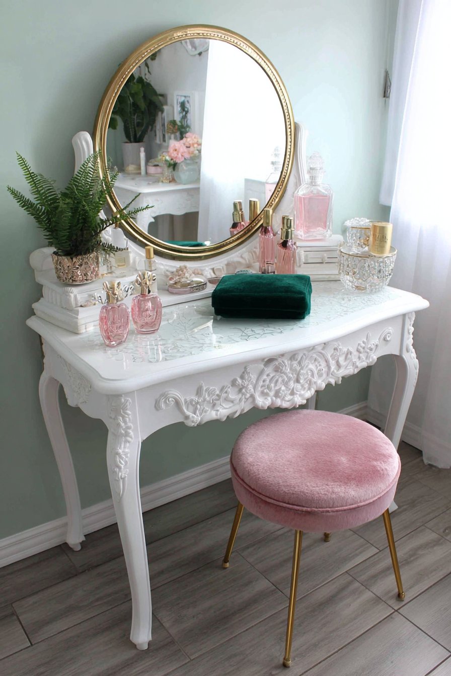 Vintage Vanity with Feminine Accessories
