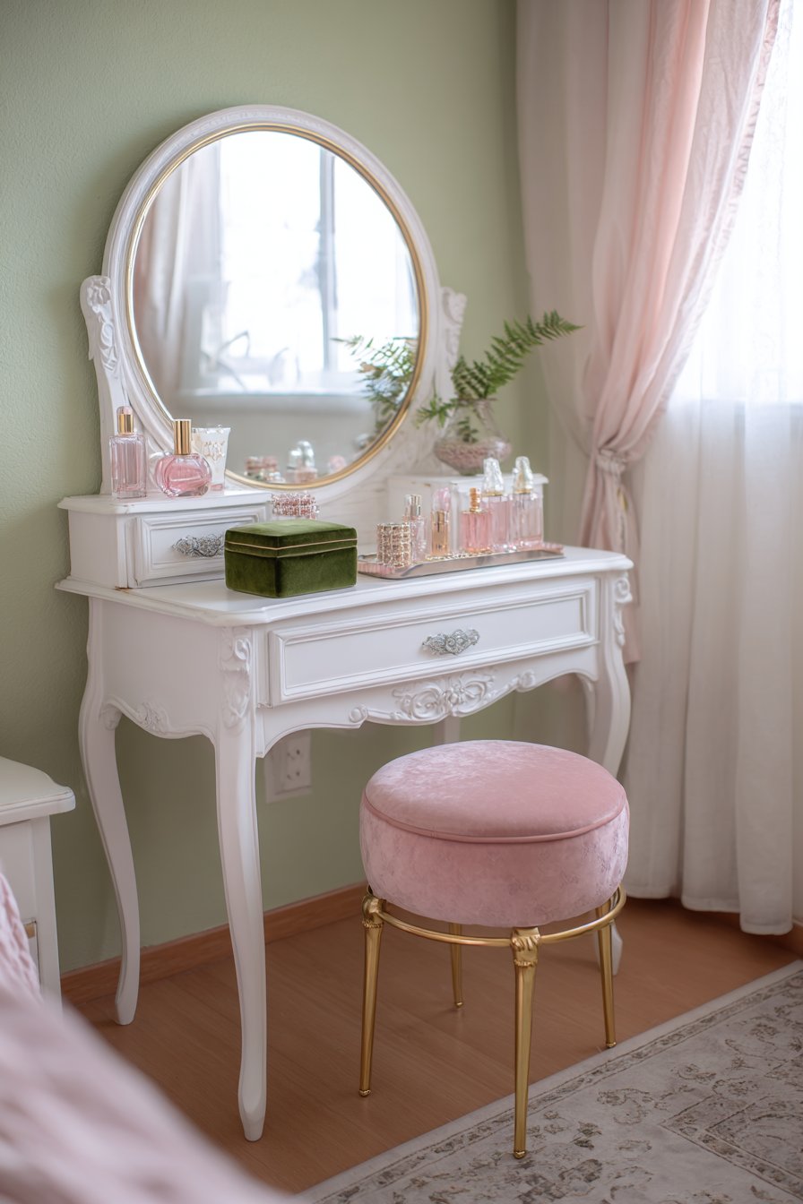 Vintage Vanity with Feminine Accessories