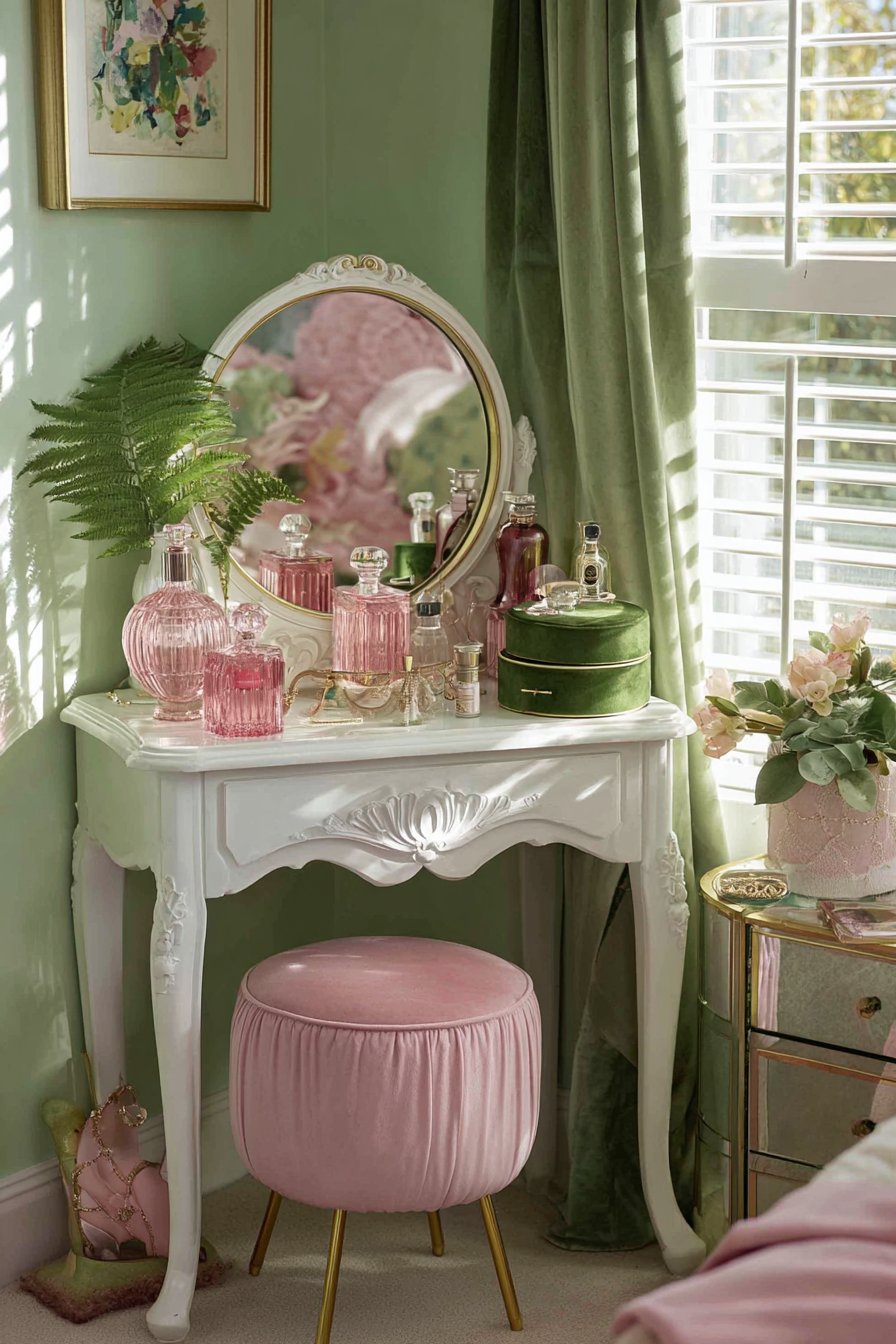 Vintage Vanity with Feminine Accessories