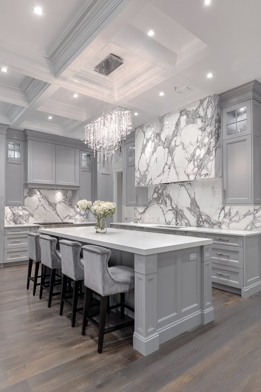 Luxurious Grey and White Kitchen with Upscale Finishes