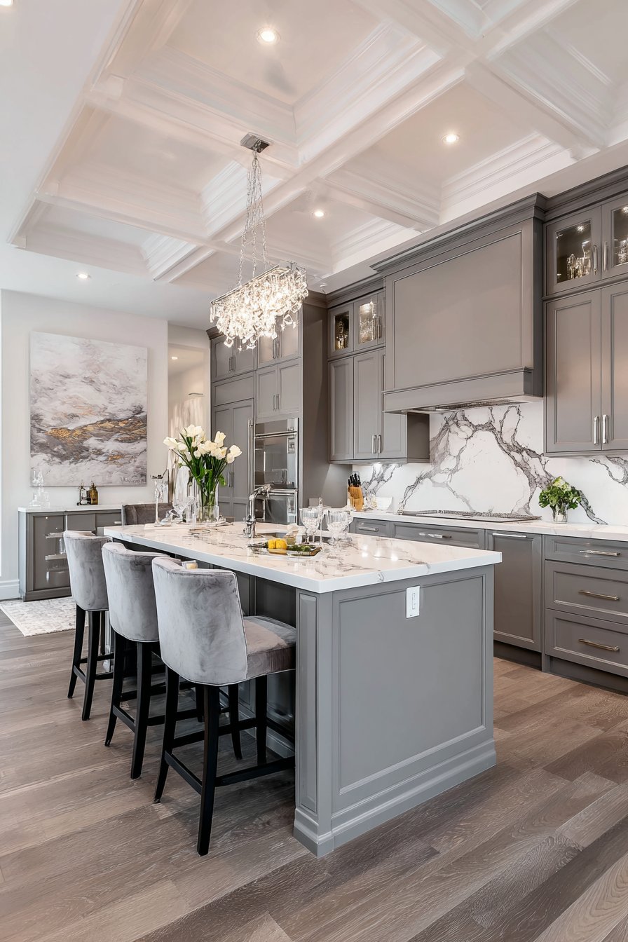 Luxurious Grey and White Kitchen with Upscale Finishes
