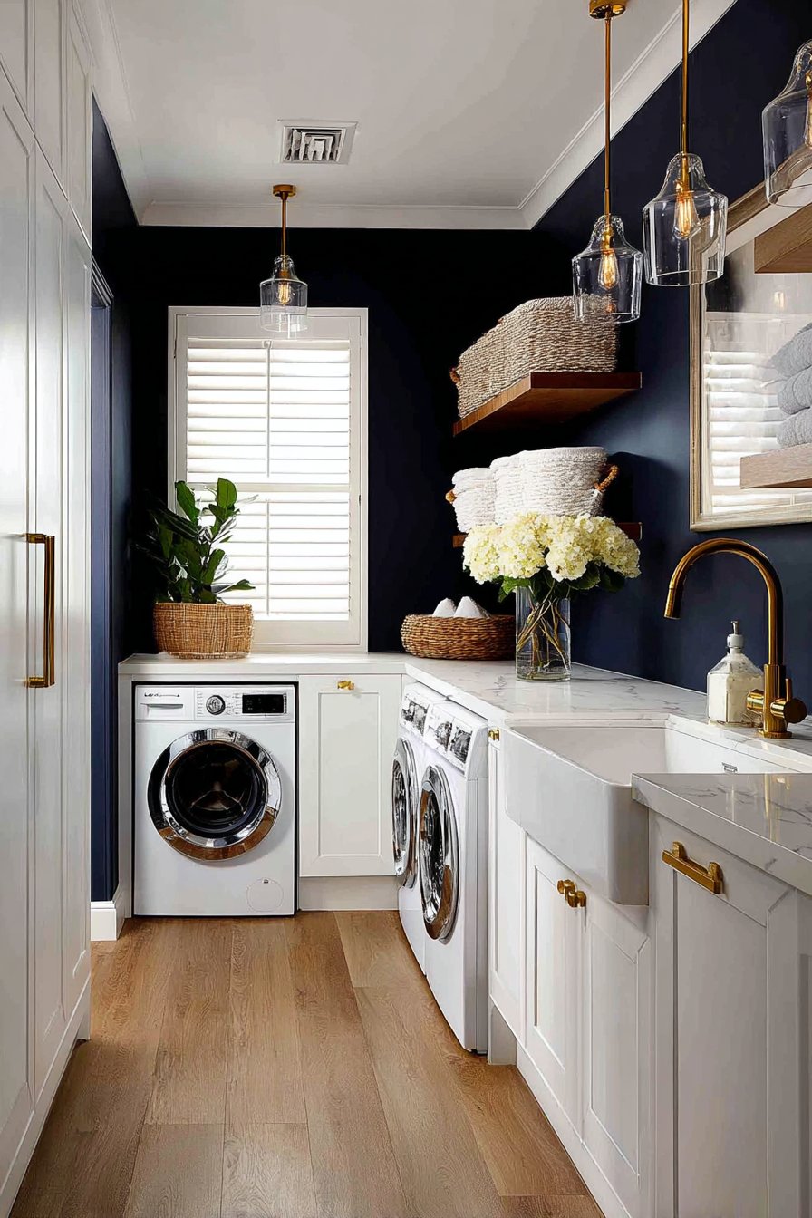 Sophisticated Navy Blue with Brass Hardware