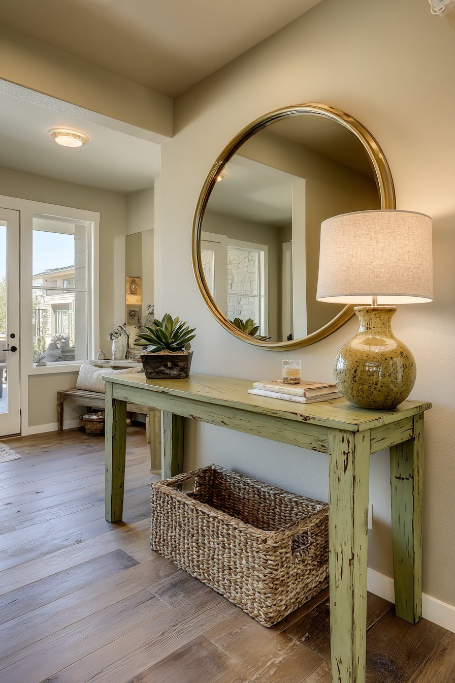 Welcoming Entryway with Distressed Console