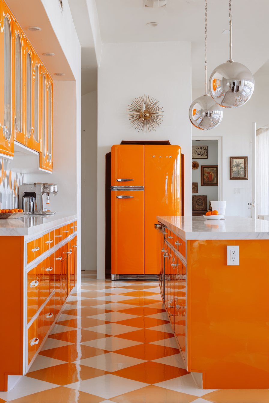 Mid-Century Modern Orange Laminate Kitchen