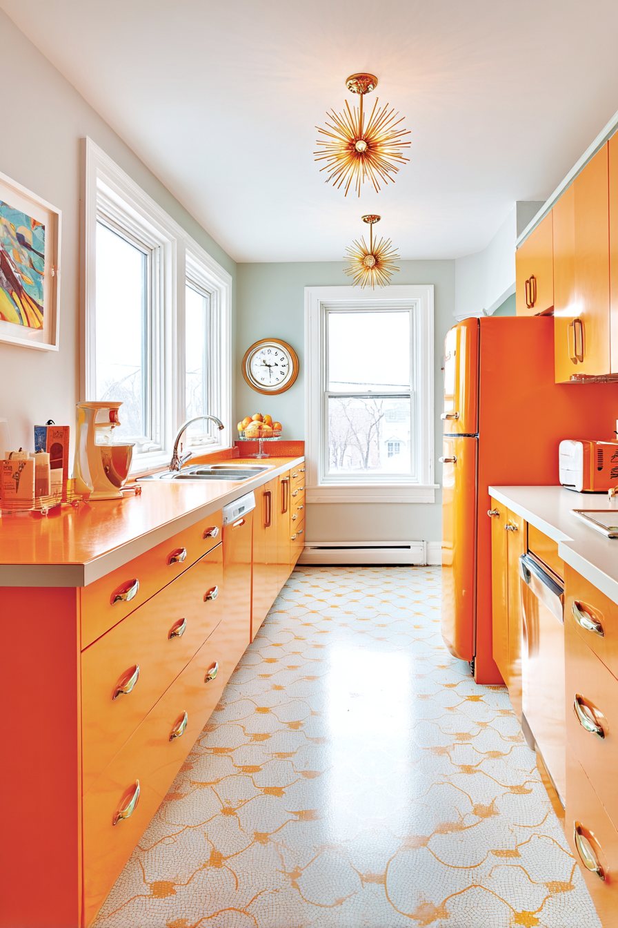 Mid-Century Modern Orange Laminate Kitchen