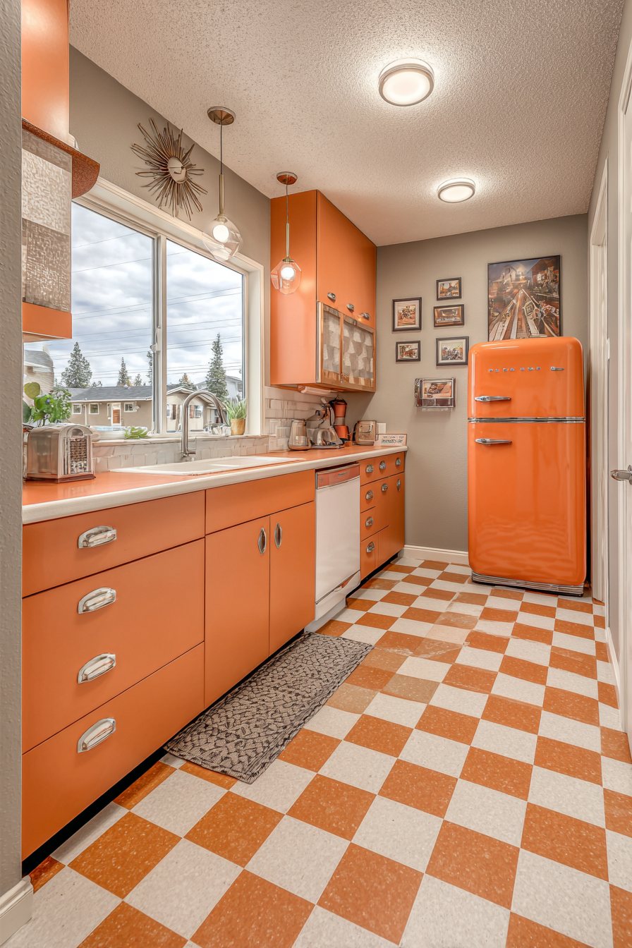 Mid-Century Modern Orange Laminate Kitchen