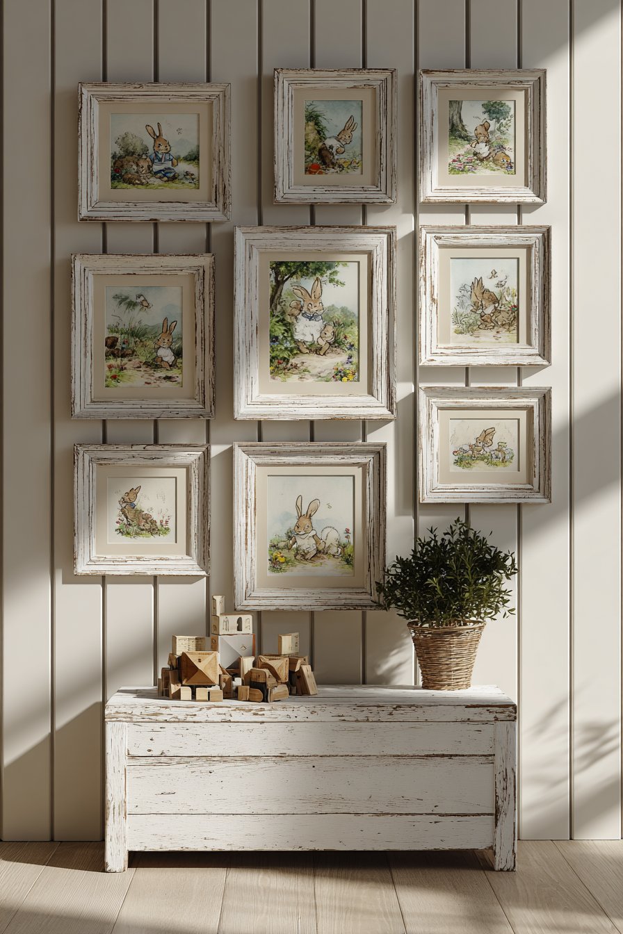 Vintage Gallery Wall with Mixed Frame Styles