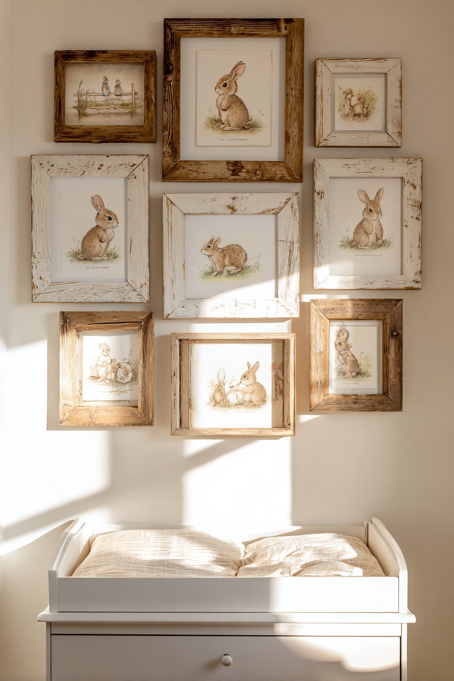 Vintage Gallery Wall with Mixed Frame Styles
